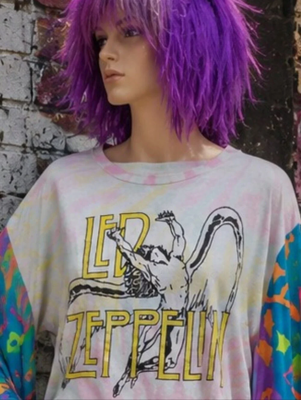 Vintage Upcycled Led Zeppelin Poncho One Of A Kind - Picture 4 of 5